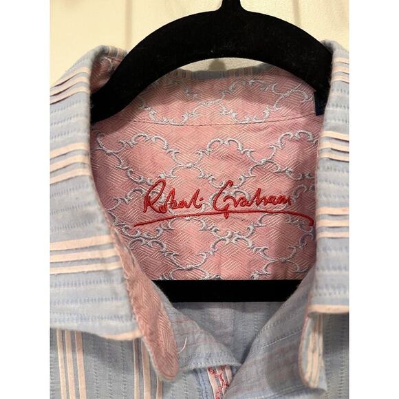 Robert Graham Pink Striped Long‎ Sleeve Buttoned Down Shirt Men’s XL - Picture 3 of 6